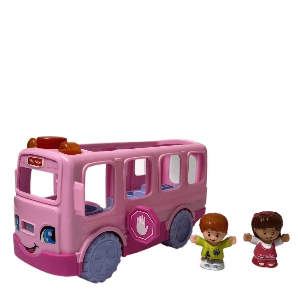 Vintage Fisher Price Little Movers Pink School Bus Sit With Me Little People Toy